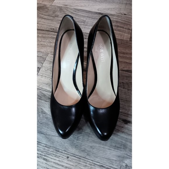 Nine West Shoes - Nine West 8.5 Black Quabree Platform Pump Business Event Occasion Leather Heels